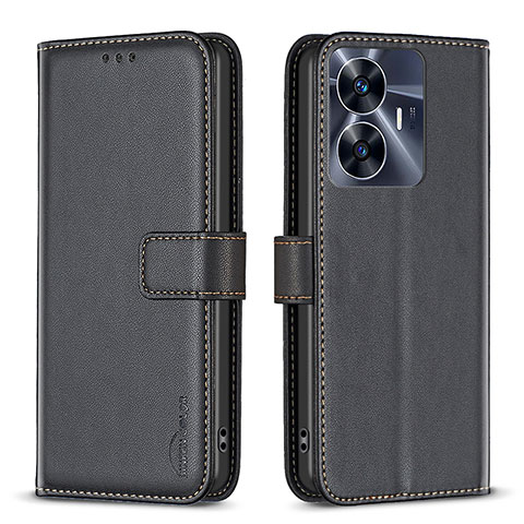 Funda de Cuero Cartera con Soporte Carcasa B16F para Realme C55 Negro