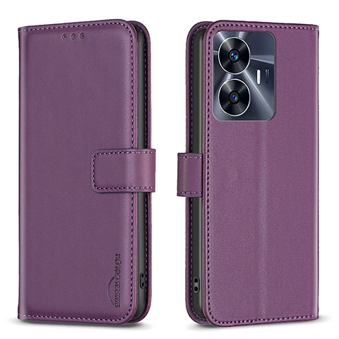 Funda de Cuero Cartera con Soporte Carcasa B16F para Realme Narzo N55 Morado