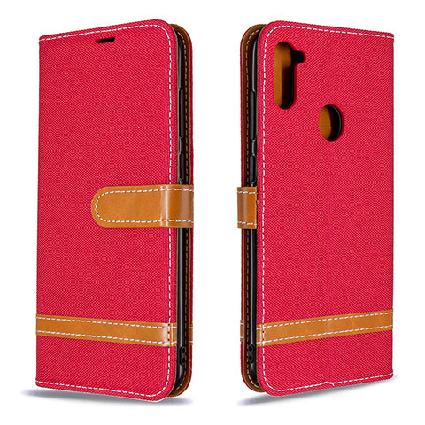 Funda de Cuero Cartera con Soporte Carcasa B16F para Samsung Galaxy A11 Rojo