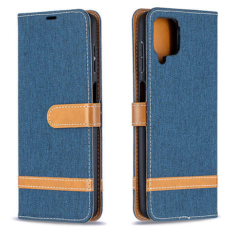 Funda de Cuero Cartera con Soporte Carcasa B16F para Samsung Galaxy A12 Azul Real