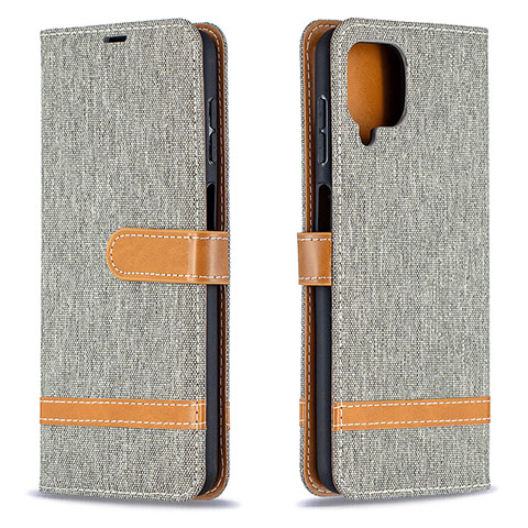 Funda de Cuero Cartera con Soporte Carcasa B16F para Samsung Galaxy A12 Gris