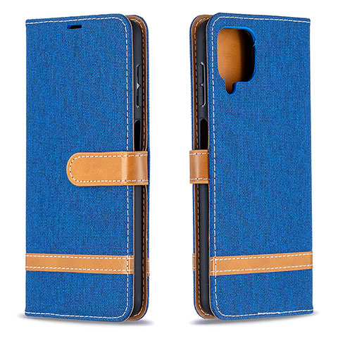 Funda de Cuero Cartera con Soporte Carcasa B16F para Samsung Galaxy A12 Nacho Azul