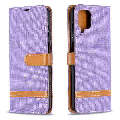 Funda de Cuero Cartera con Soporte Carcasa B16F para Samsung Galaxy A12 Nacho Purpura Claro