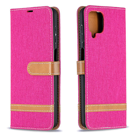 Funda de Cuero Cartera con Soporte Carcasa B16F para Samsung Galaxy A12 Nacho Rosa Roja