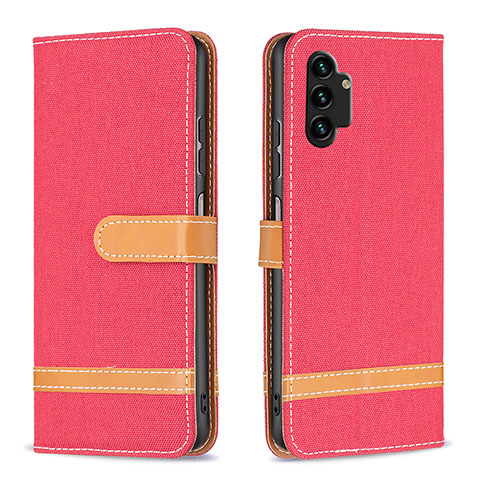 Funda de Cuero Cartera con Soporte Carcasa B16F para Samsung Galaxy A13 4G Rojo