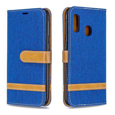 Funda de Cuero Cartera con Soporte Carcasa B16F para Samsung Galaxy A20e Azul