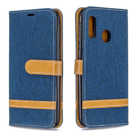 Funda de Cuero Cartera con Soporte Carcasa B16F para Samsung Galaxy A20e Azul Real