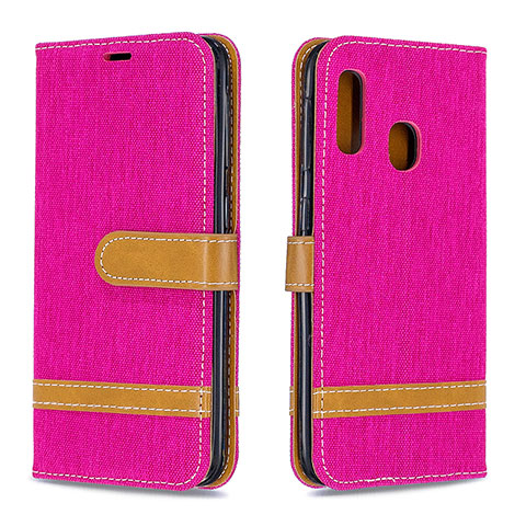 Funda de Cuero Cartera con Soporte Carcasa B16F para Samsung Galaxy A20e Rosa Roja