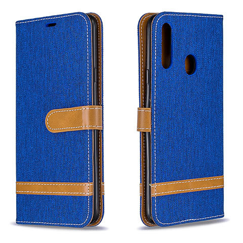 Funda de Cuero Cartera con Soporte Carcasa B16F para Samsung Galaxy A20s Azul