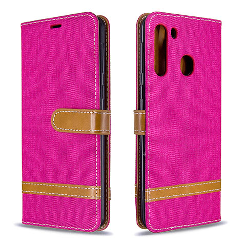 Funda de Cuero Cartera con Soporte Carcasa B16F para Samsung Galaxy A21 Rosa Roja