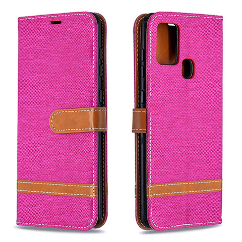 Funda de Cuero Cartera con Soporte Carcasa B16F para Samsung Galaxy A21s Rosa Roja