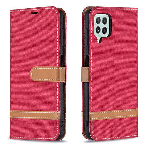 Funda de Cuero Cartera con Soporte Carcasa B16F para Samsung Galaxy A22 4G Rojo