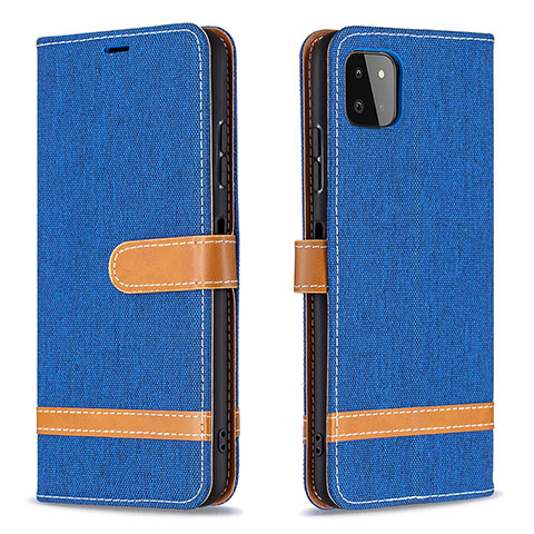 Funda de Cuero Cartera con Soporte Carcasa B16F para Samsung Galaxy A22 5G Azul