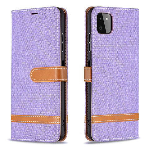 Funda de Cuero Cartera con Soporte Carcasa B16F para Samsung Galaxy A22s 5G Purpura Claro