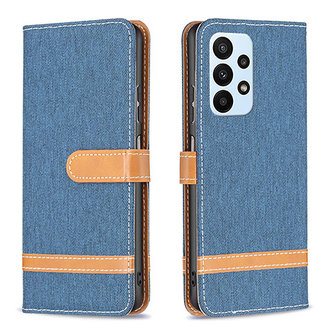 Funda de Cuero Cartera con Soporte Carcasa B16F para Samsung Galaxy A23 4G Azul Real