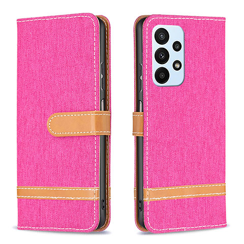 Funda de Cuero Cartera con Soporte Carcasa B16F para Samsung Galaxy A23 4G Rosa Roja