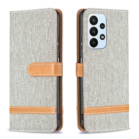 Funda de Cuero Cartera con Soporte Carcasa B16F para Samsung Galaxy A23 5G Gris