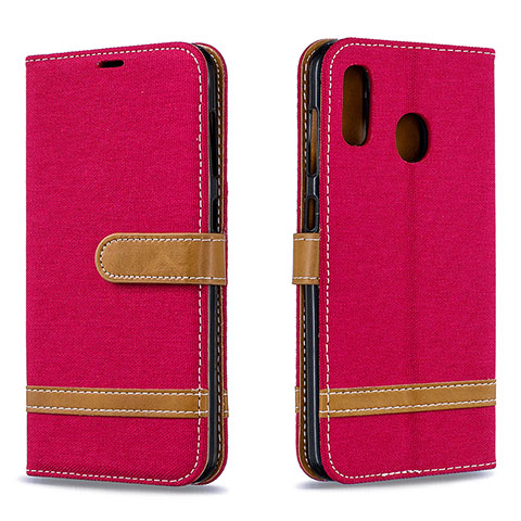 Funda de Cuero Cartera con Soporte Carcasa B16F para Samsung Galaxy A30 Rojo