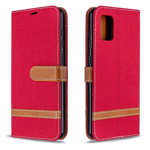 Funda de Cuero Cartera con Soporte Carcasa B16F para Samsung Galaxy A31 Rojo