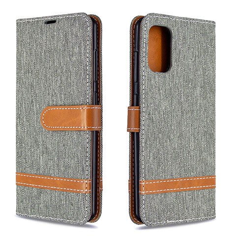 Funda de Cuero Cartera con Soporte Carcasa B16F para Samsung Galaxy A41 Gris