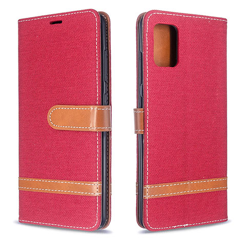 Funda de Cuero Cartera con Soporte Carcasa B16F para Samsung Galaxy A51 5G Rojo