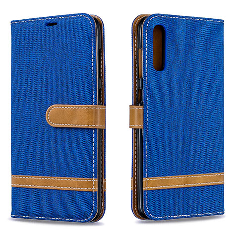 Funda de Cuero Cartera con Soporte Carcasa B16F para Samsung Galaxy A70 Azul