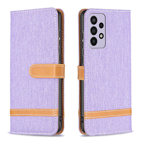 Funda de Cuero Cartera con Soporte Carcasa B16F para Samsung Galaxy A73 5G Purpura Claro