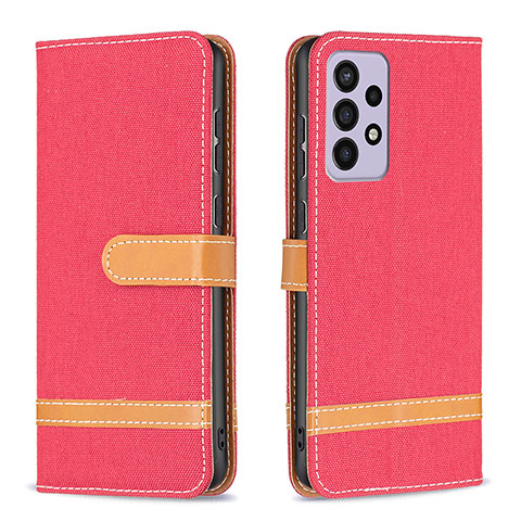 Funda de Cuero Cartera con Soporte Carcasa B16F para Samsung Galaxy A73 5G Rojo