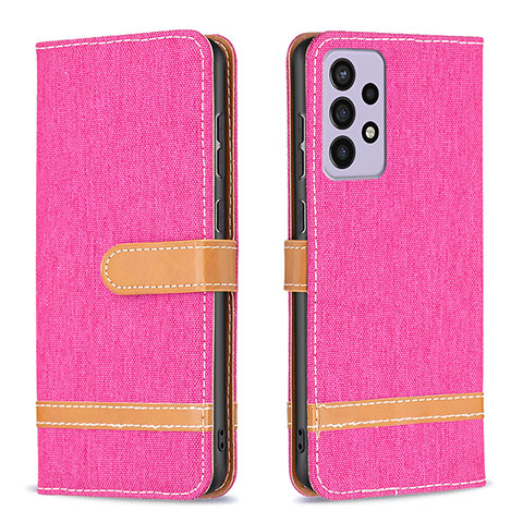 Funda de Cuero Cartera con Soporte Carcasa B16F para Samsung Galaxy A73 5G Rosa Roja