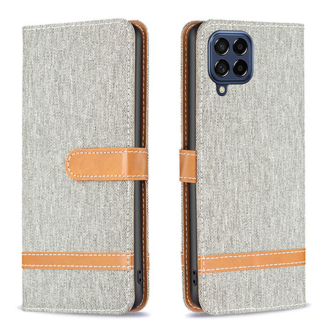 Funda de Cuero Cartera con Soporte Carcasa B16F para Samsung Galaxy M53 5G Gris