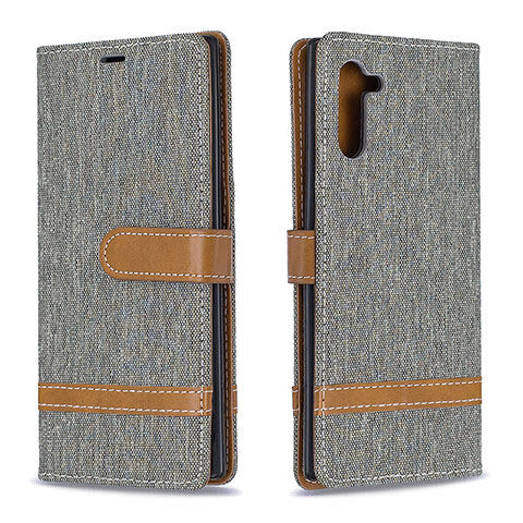 Funda de Cuero Cartera con Soporte Carcasa B16F para Samsung Galaxy Note 10 5G Gris