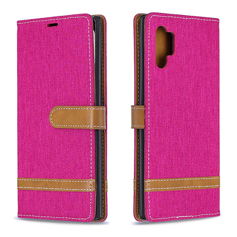 Funda de Cuero Cartera con Soporte Carcasa B16F para Samsung Galaxy Note 10 Plus 5G Rosa Roja