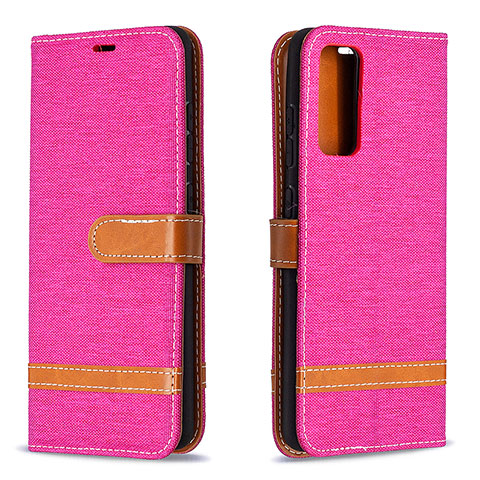 Funda de Cuero Cartera con Soporte Carcasa B16F para Samsung Galaxy S20 FE (2022) 5G Rosa Roja