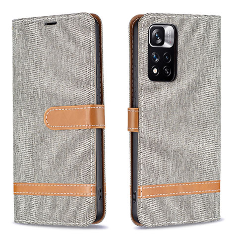 Funda de Cuero Cartera con Soporte Carcasa B16F para Xiaomi Mi 11i 5G (2022) Gris