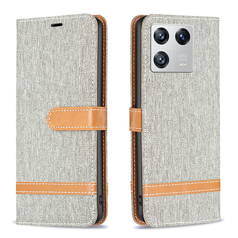 Funda de Cuero Cartera con Soporte Carcasa B16F para Xiaomi Mi 13 Pro 5G Gris