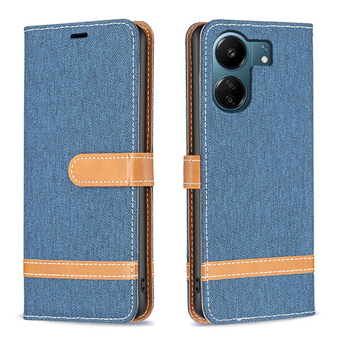 Funda de Cuero Cartera con Soporte Carcasa B16F para Xiaomi Poco C65 Azul Cielo