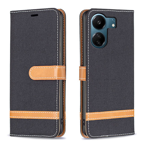 Funda de Cuero Cartera con Soporte Carcasa B16F para Xiaomi Poco C65 Negro