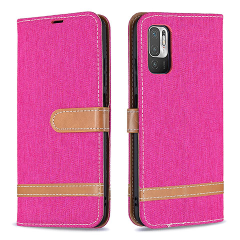 Funda de Cuero Cartera con Soporte Carcasa B16F para Xiaomi POCO M3 Pro 5G Rosa Roja