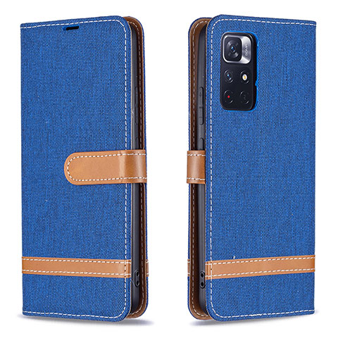 Funda de Cuero Cartera con Soporte Carcasa B16F para Xiaomi Poco M4 Pro 5G Azul