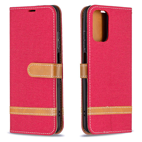 Funda de Cuero Cartera con Soporte Carcasa B16F para Xiaomi Poco M5S Rojo