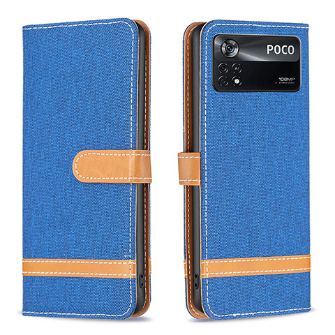 Funda de Cuero Cartera con Soporte Carcasa B16F para Xiaomi Poco X4 Pro 5G Azul