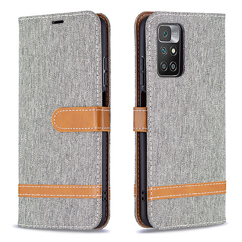 Funda de Cuero Cartera con Soporte Carcasa B16F para Xiaomi Redmi 10 (2022) Gris