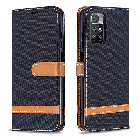 Funda de Cuero Cartera con Soporte Carcasa B16F para Xiaomi Redmi 10 (2022) Negro