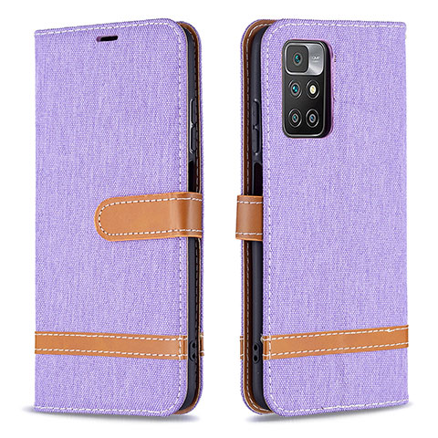 Funda de Cuero Cartera con Soporte Carcasa B16F para Xiaomi Redmi 10 (2022) Purpura Claro