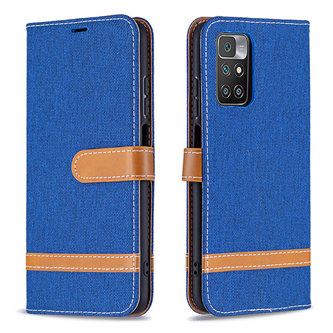 Funda de Cuero Cartera con Soporte Carcasa B16F para Xiaomi Redmi 10 4G Azul