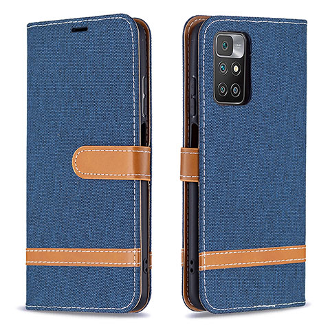 Funda de Cuero Cartera con Soporte Carcasa B16F para Xiaomi Redmi 10 4G Azul Real