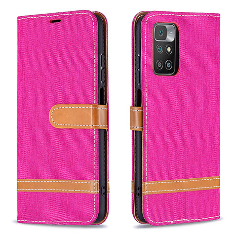 Funda de Cuero Cartera con Soporte Carcasa B16F para Xiaomi Redmi 10 4G Rosa Roja