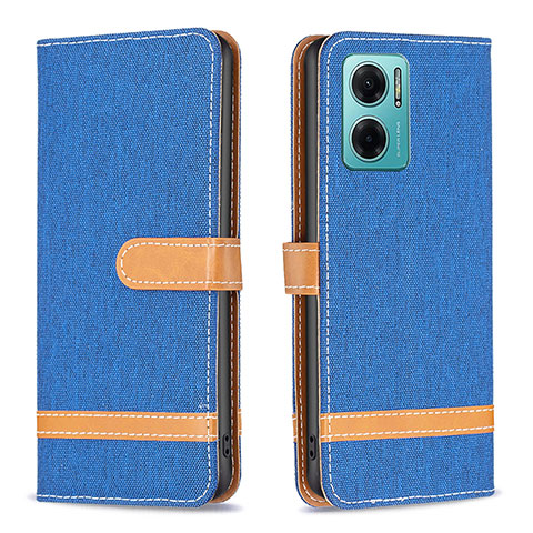 Funda de Cuero Cartera con Soporte Carcasa B16F para Xiaomi Redmi 10 5G Azul