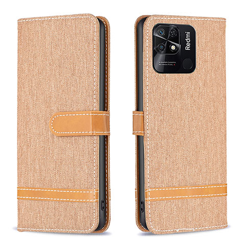 Funda de Cuero Cartera con Soporte Carcasa B16F para Xiaomi Redmi 10 India Oro