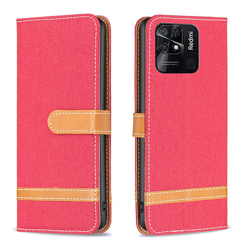 Funda de Cuero Cartera con Soporte Carcasa B16F para Xiaomi Redmi 10 Power Rojo